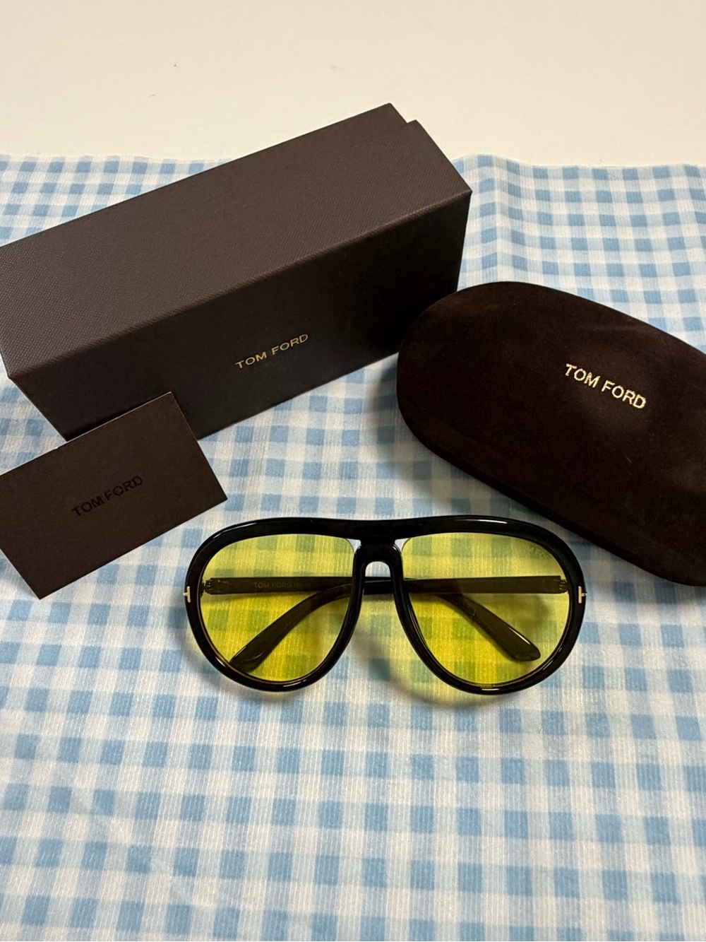 Tom Ford Black Frame Sunglasses with Yellow Lenses